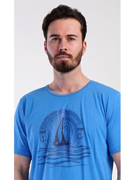 Pánské pyžamo šortky Jachting - modrá