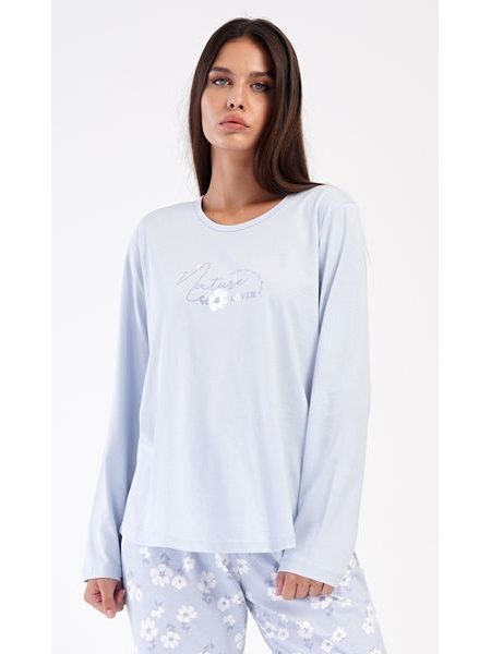 Dámské pyžamo dlouhé Nature lover - světle modrá