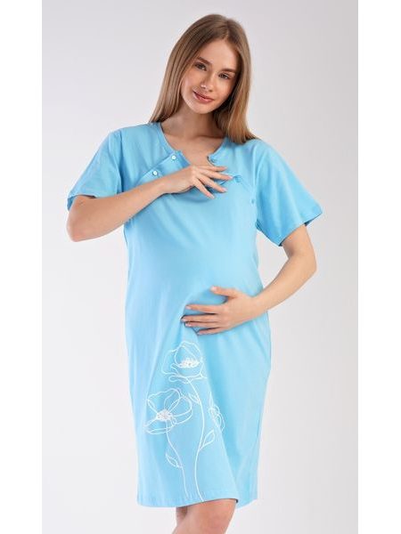 Dámská noční košile mateřská Leontýna - světle modrá
