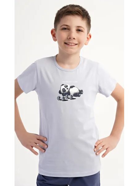 Dětské pyžamo šortky Panda - světle modrá