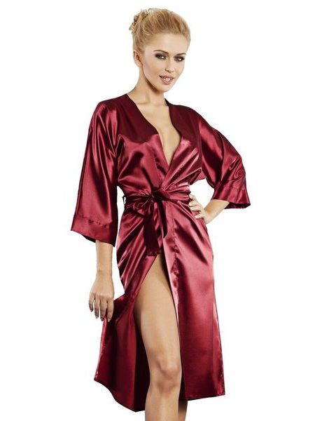 Saténový župan 115 wine vínový