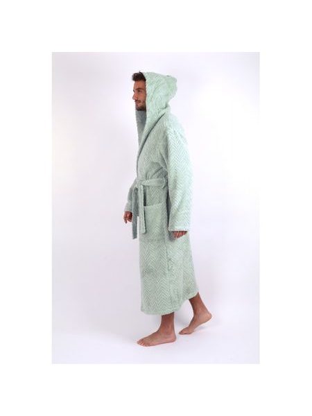 Unisex dlouhý župan s kapucí ATHENA světle zelená