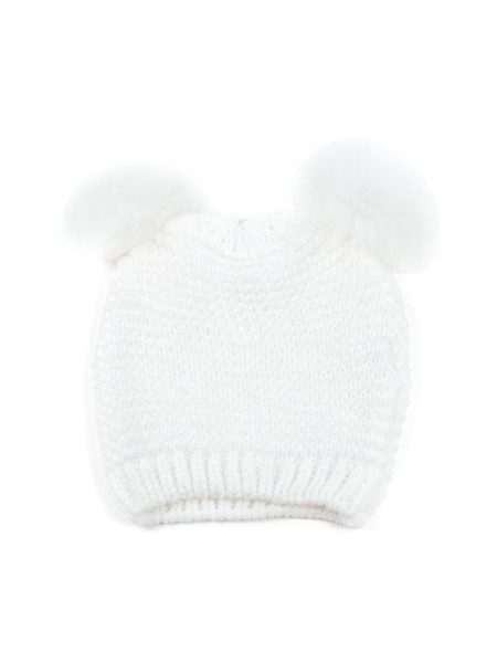 Hezká čepice s dvěma bambulemi bílá