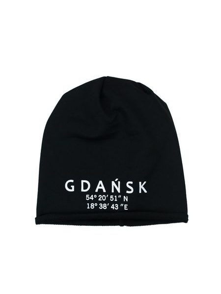 Přechodná tenká čepice s nápisem - černá