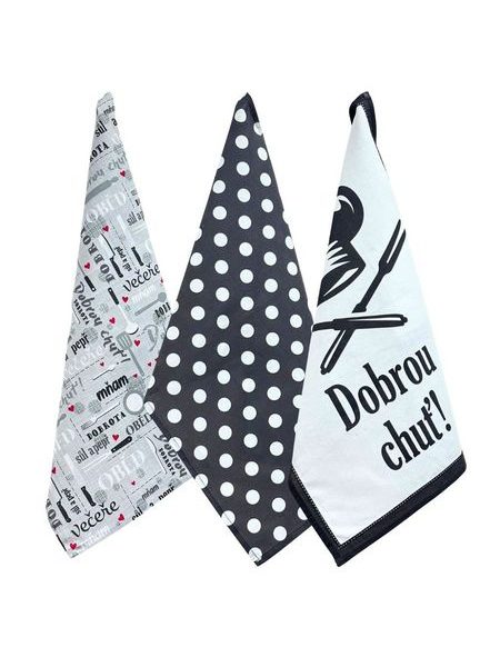 HOME ELEMENTS Sada 3 utěrek 50*70 cm, Dobrou chuť