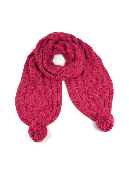 Šál s bambulkami na zimu růžově lososový