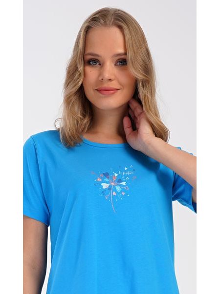 Dámské domácí šaty s krátkým rukávem Pampeliška - modrá