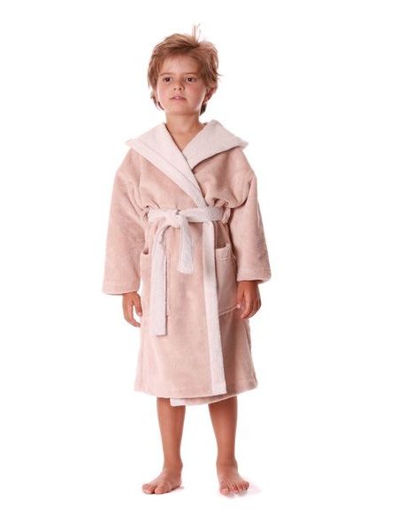 Dětský dlouhý župan s kapucí TAMPA duo oříšková