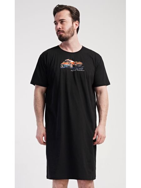 Pánská noční košile s krátkým rukávem Legend - černá