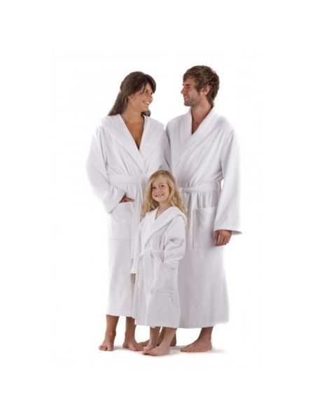 Unisex dlouhý bambusový župan s kapucí SAUNA bílá