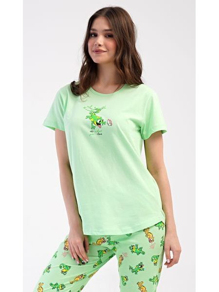 Dámské pyžamo kapri Ella - světle zelená