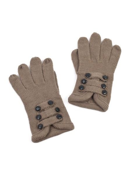 Módní rukavice zdobené knoflíčky hnědé