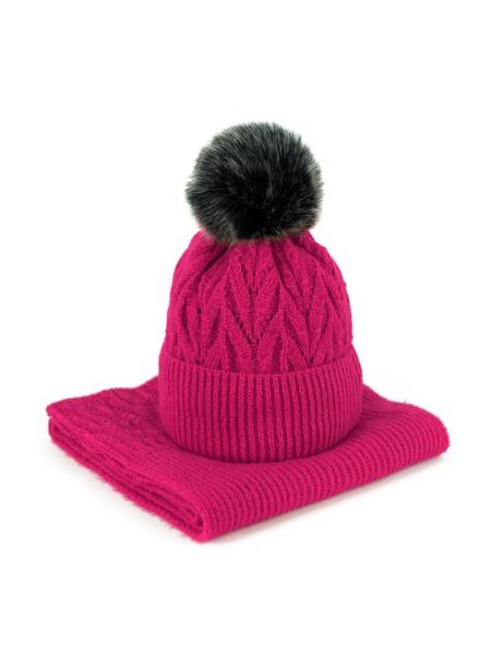 Sada pletené čepice a šály Lomnice šedá