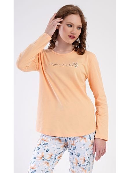 Dámské pyžamo dlouhé Karolína - meruňková