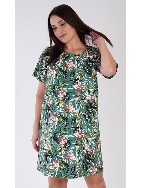 Dámská noční košile s krátkým rukávem Michelle - smaragdová