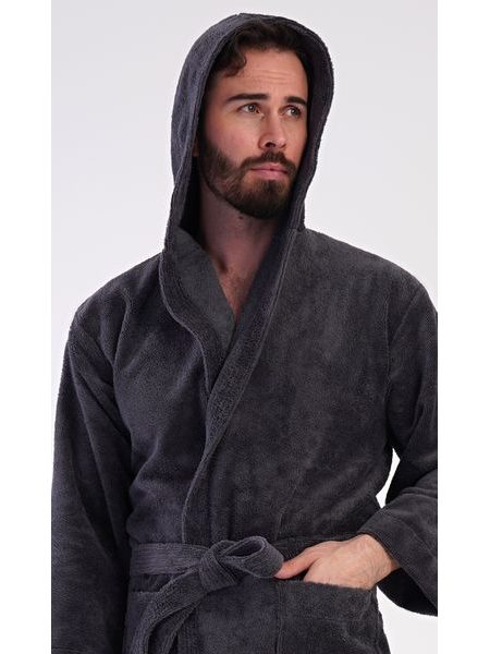 Pánský župan s kapucí Alex - antracitová