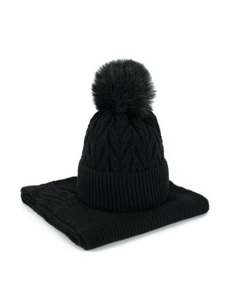 Sada pletené čepice a šály Lomnice modrá