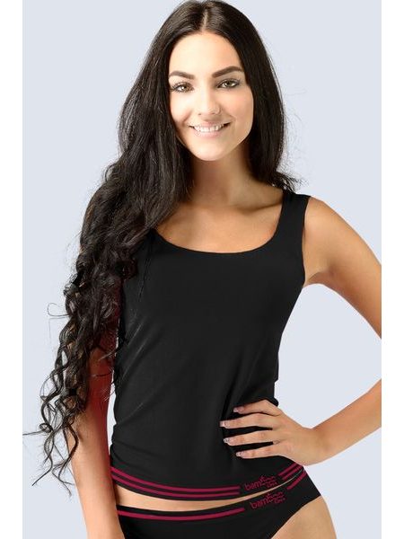 Dámské tílko bezešvé Bamboo 08020P - černá bordo