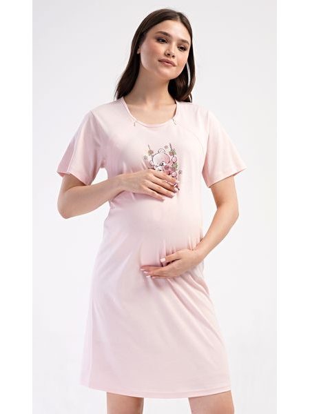 Dámská noční košile mateřská Medvídci - světle lososová