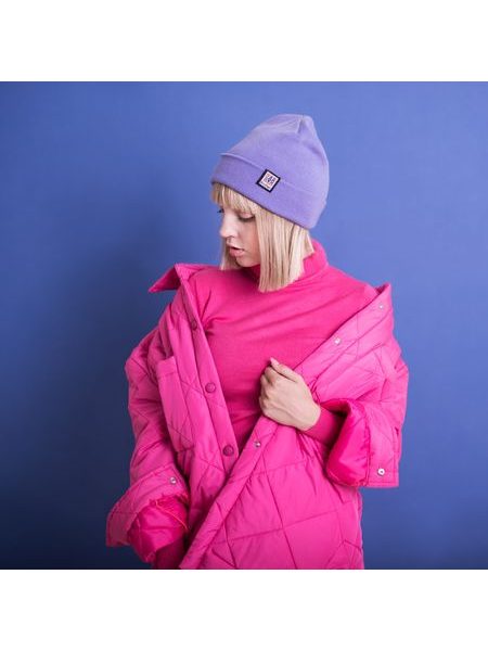 Čepice beanie dvojitá fialová