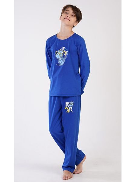 Dětské pyžamo dlouhé Dinosaurus - modrá