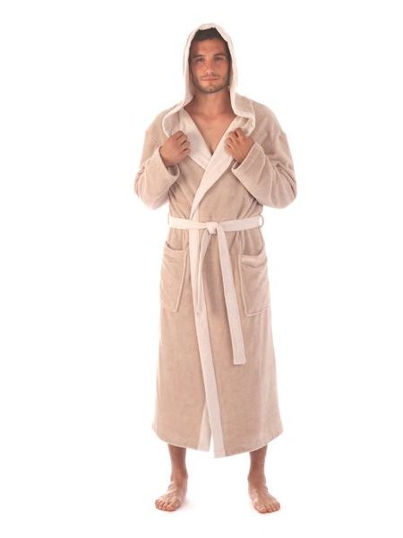 Unisex dlouhý savý župan s kapucí TAMPA duo oříšková