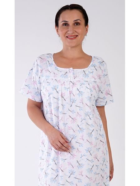 Dámská noční košile s krátkým rukávem Tulipány - modrá
