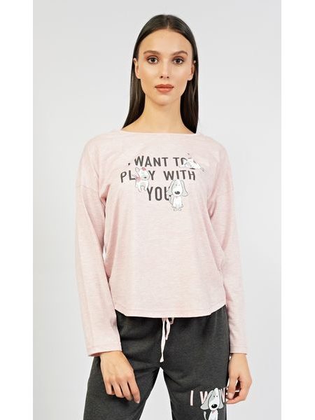 Dámské pyžamo dlouhé Veronika - světle růžová