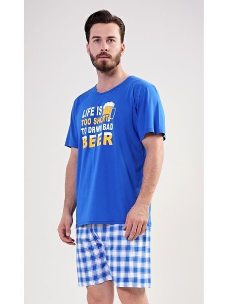 Pánské pyžamo šortky Life is beer - modrá
