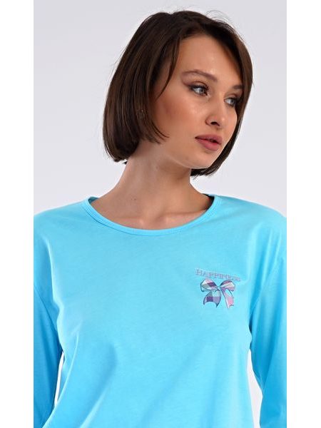 Dámské pyžamo dlouhé Happiness - tyrkysová