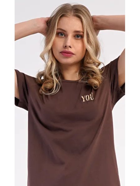Dámské pyžamo šortky Nora - hnědá