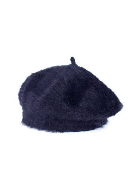 Angorový baret s anténkou tmavomodrá