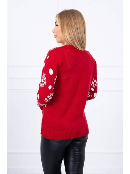 Vánoční svetr s plyšovým medvídkem, červená
