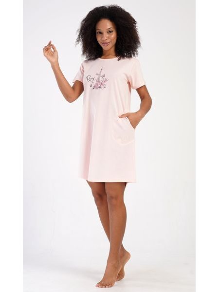 Dámské domácí šaty s krátkým rukávem Paris - světle modrá