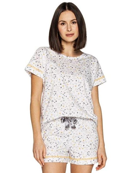 Dámské pyžamo Sofia bílé s květy