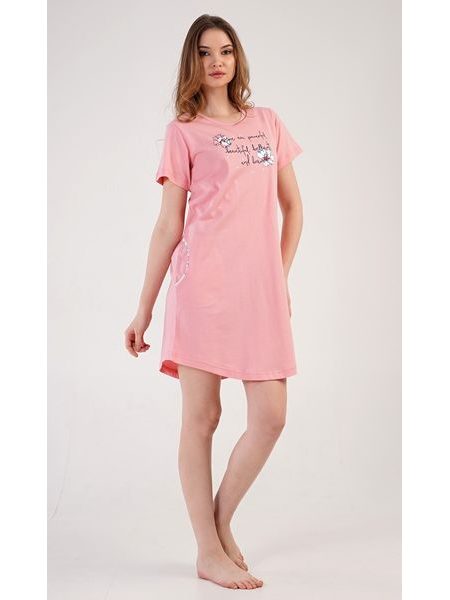 Dámské domácí šaty s krátkým rukávem Betty - lososová