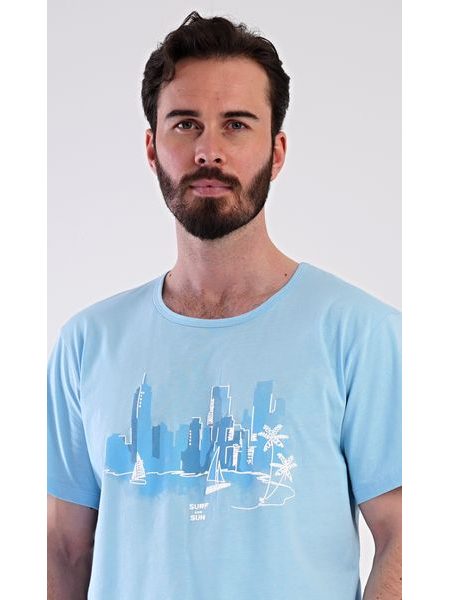 Pánské pyžamo šortky Bruno - světle modrá