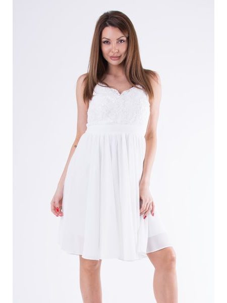 Kratší šaty s jemnou krajkou bílé