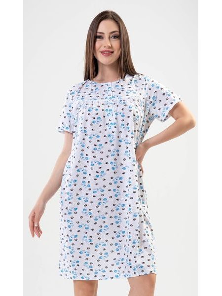 Dámská noční košile s krátkým rukávem Monika - modrá