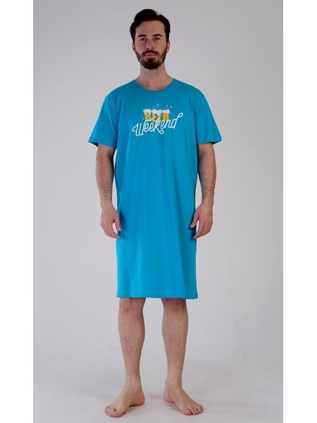 Pánská noční košile s krátkým rukávem Beer weekend - tmavě šedá