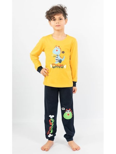 Dětské pyžamo dlouhé Dino - žlutá