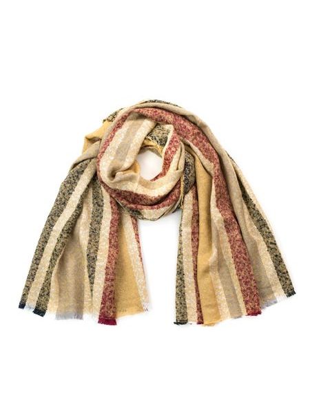 Podzimní šál s pruhy - béžový