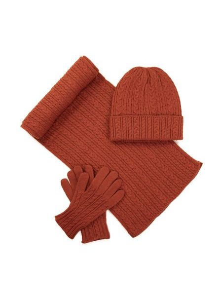 Čepice, šála a rukavice - rezavá