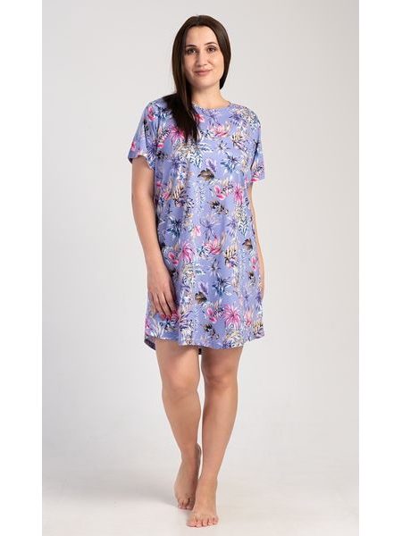 Dámská noční košile s krátkým rukávem Betty - modrošedá
