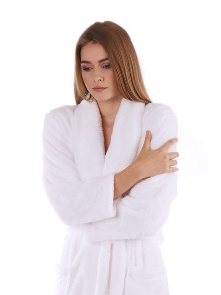 Unisex dlouhý hřejivý župan se šálovým límcem LILLY a JACK EXTRA bílá