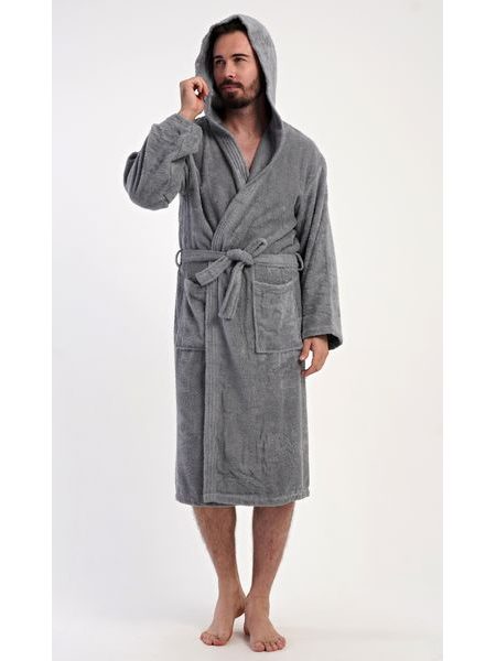Pánský župan s kapucí Filip - šedá
