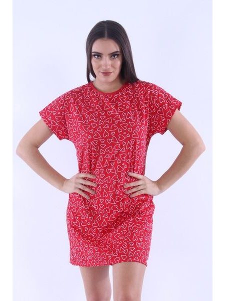 Dámská noční košile Zuzi červená se srdíčky