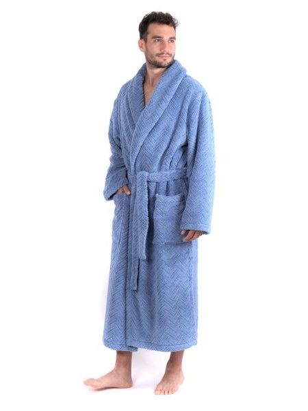 Unisex dlouhý župan se šálovým límcem ATHENA modrá