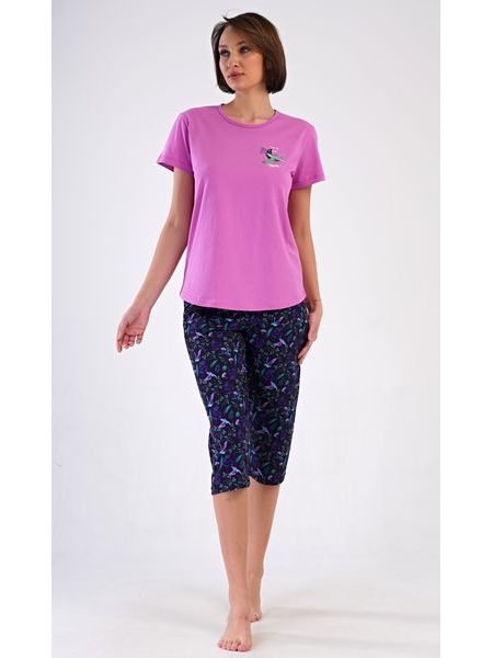 Dámské pyžamo kapri Kolibřík - šeříková