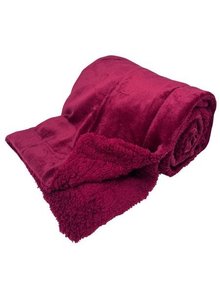 Deka 150 x 200 cm, s beránkem, mikroflanel, Vínová